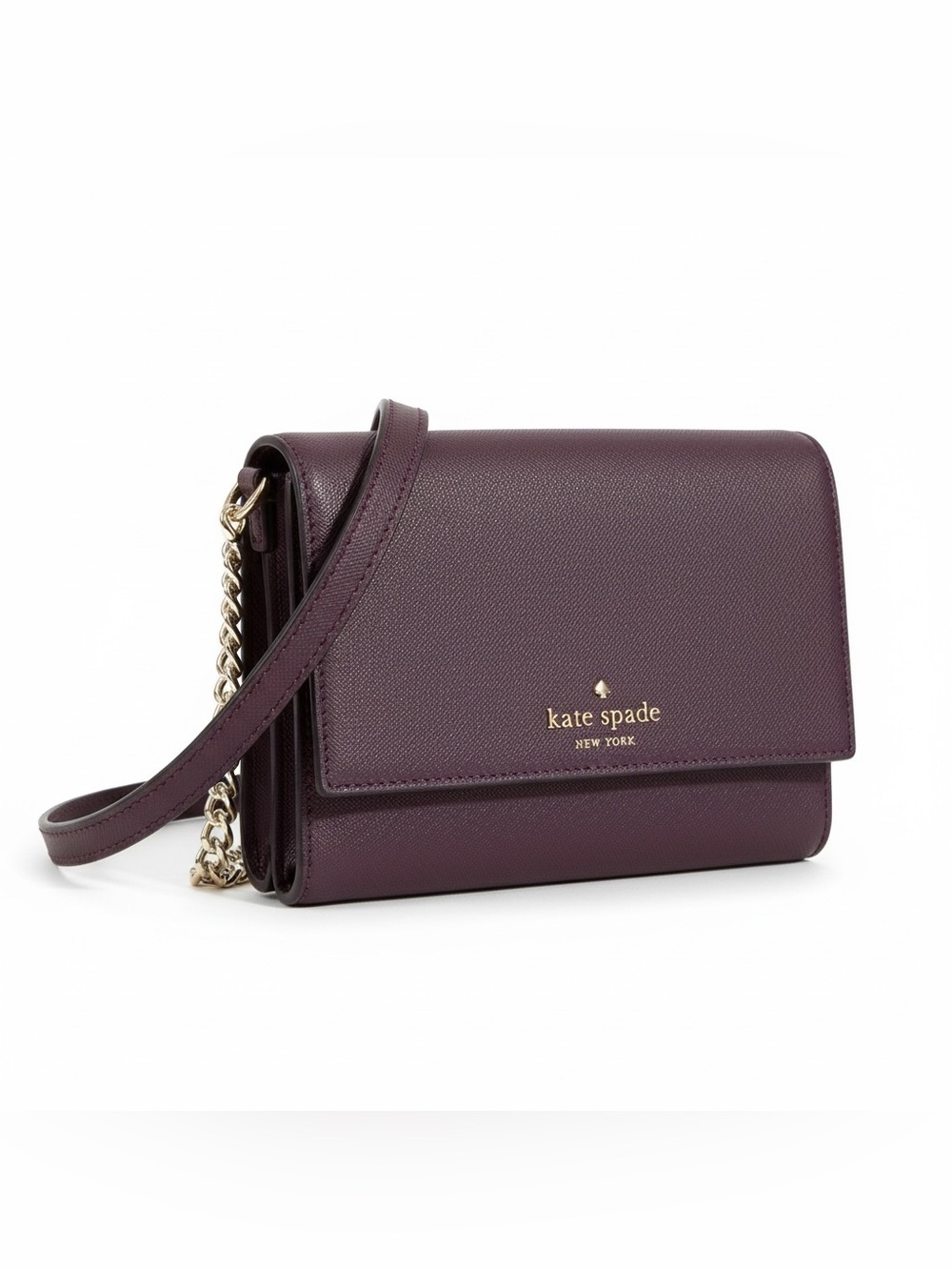Kate Spade New York Purple Saffiano Crossbody Bag - Gold Chain - Preowned